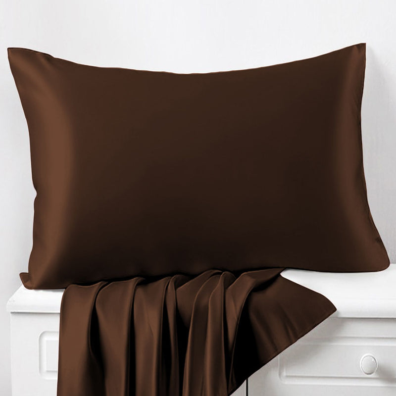2-Pack: Silky Soft Hair Care and Anti-Acne Facial Satin Pillowcases Bedding Chocolate Queen - DailySale