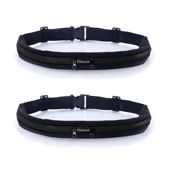 2-Pack: Slim Waist Pocket Running Belt Sports & Outdoors Black - DailySale