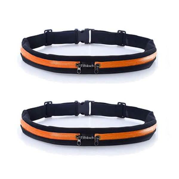 2-Pack: Slim Waist Pocket Running Belt Sports & Outdoors Orange - DailySale