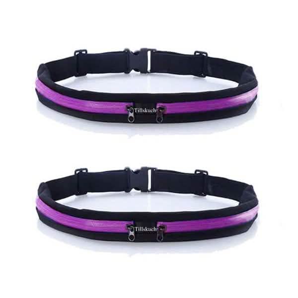 2-Pack: Slim Waist Pocket Running Belt Sports & Outdoors Purple - DailySale