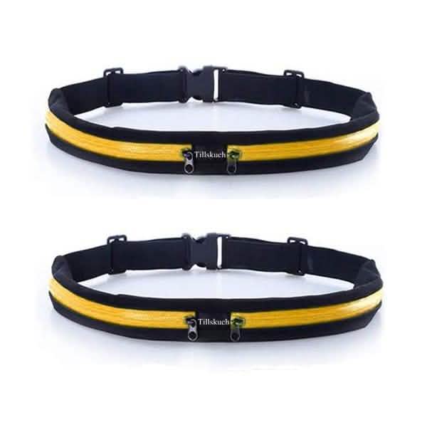 2-Pack: Slim Waist Pocket Running Belt Sports & Outdoors Yellow - DailySale