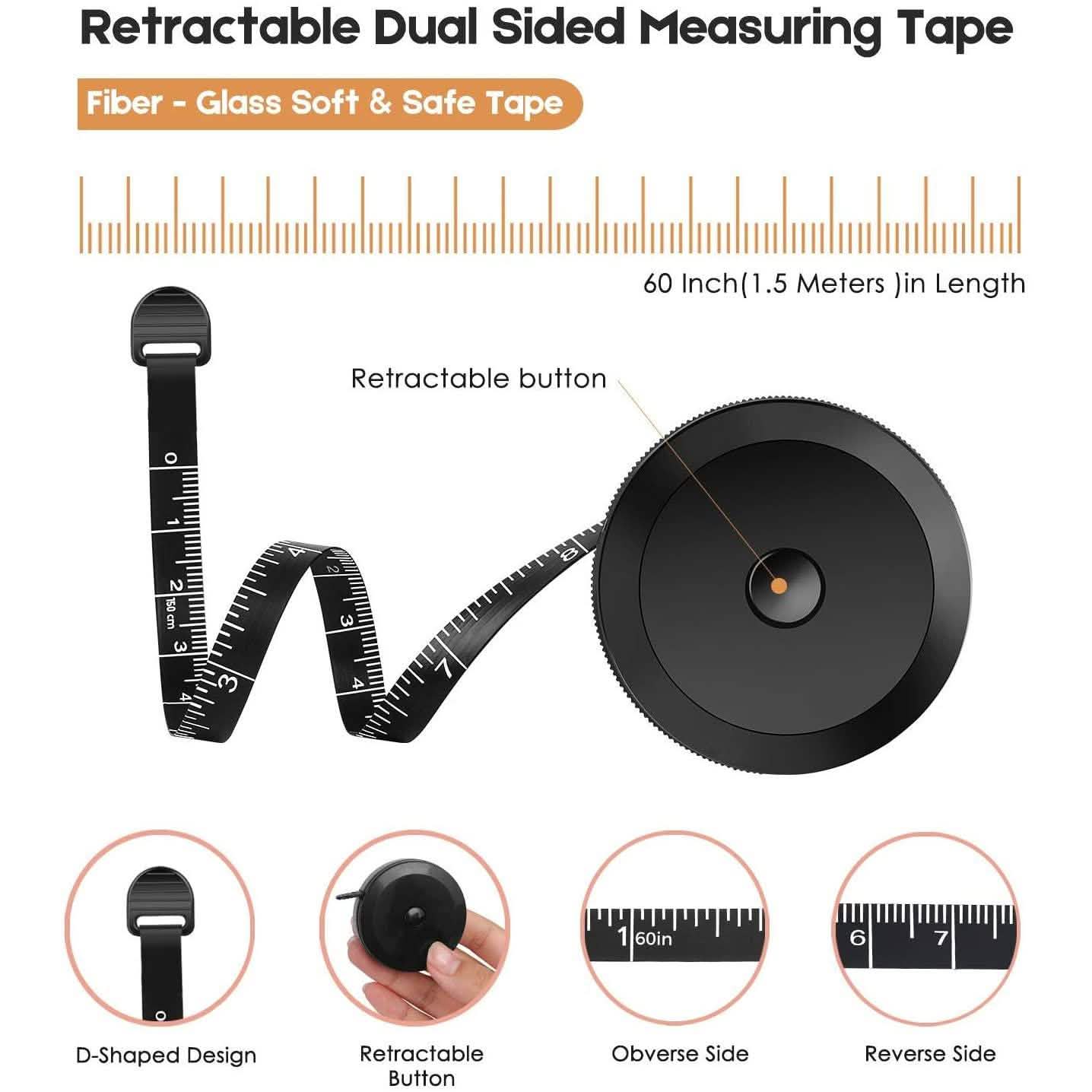 2-Pack: Soft Fashion Pink and Retractable Black Measuring Tape Set Home Improvement - DailySale