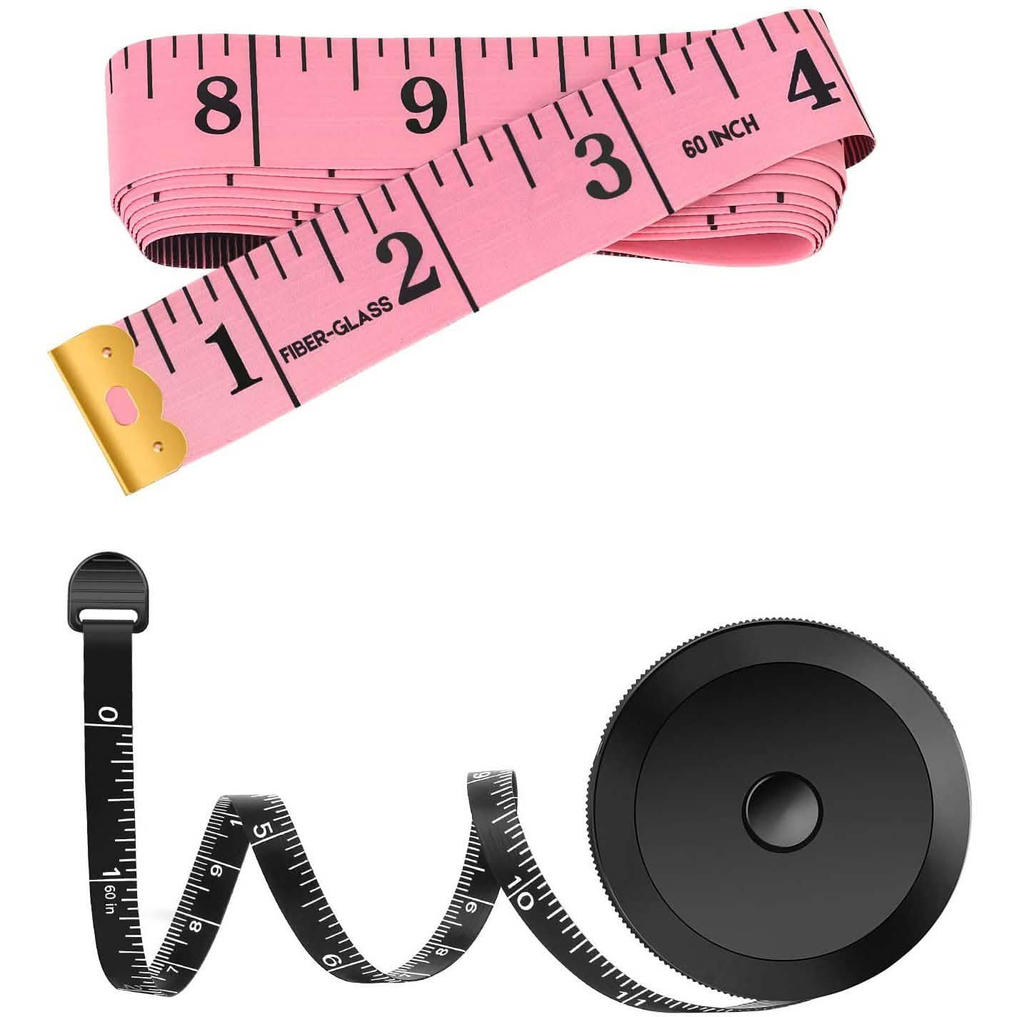 2-Pack: Soft Fashion Pink and Retractable Black Measuring Tape Set Home Improvement - DailySale