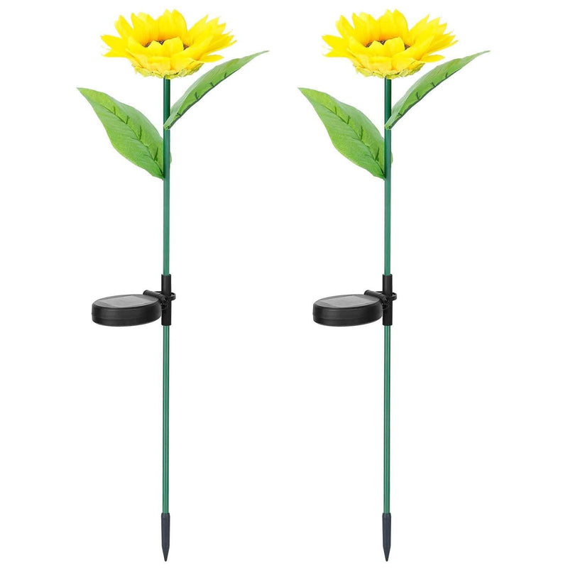 2-Pack: Solar Powered Sunflower Lights LED Decorative Stake Lamp Garden & Patio - DailySale