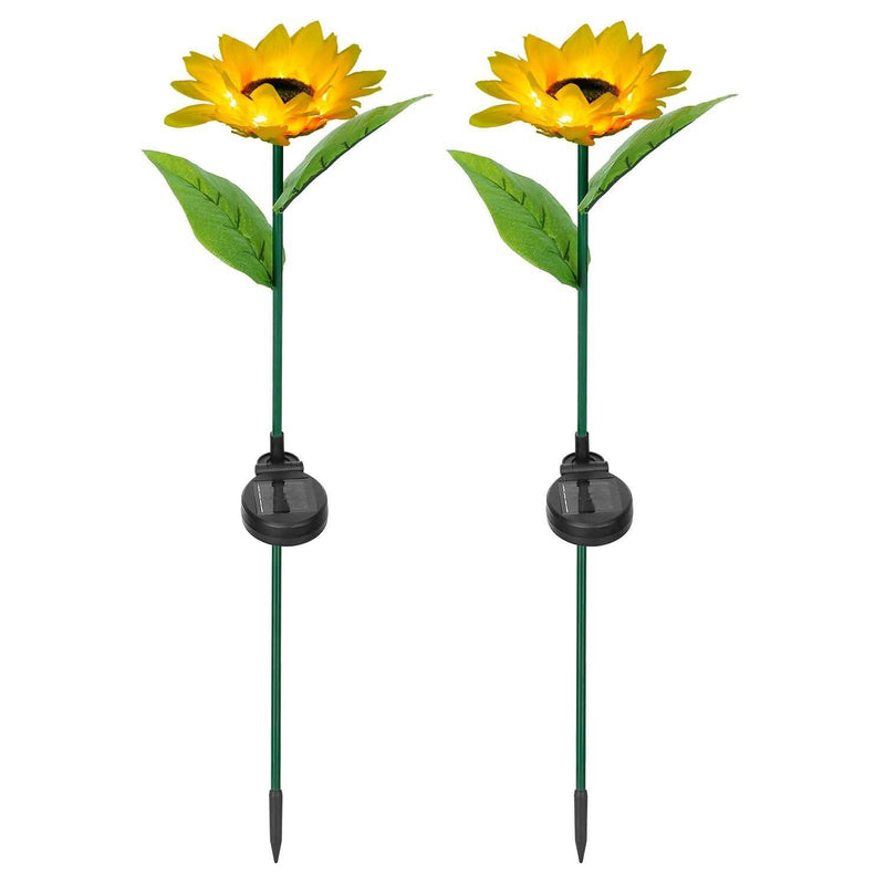 2-Pack: Solar Powered Sunflower Lights LED Decorative Stake Lamp Garden & Patio - DailySale