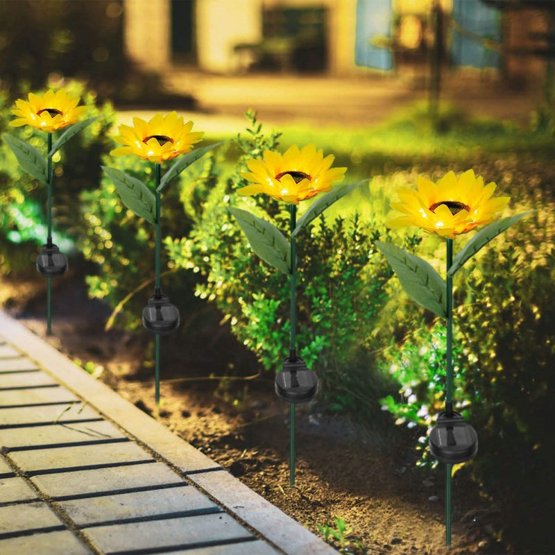 2-Pack: Solar Powered Sunflower Lights LED Decorative Stake Lamp Garden & Patio - DailySale