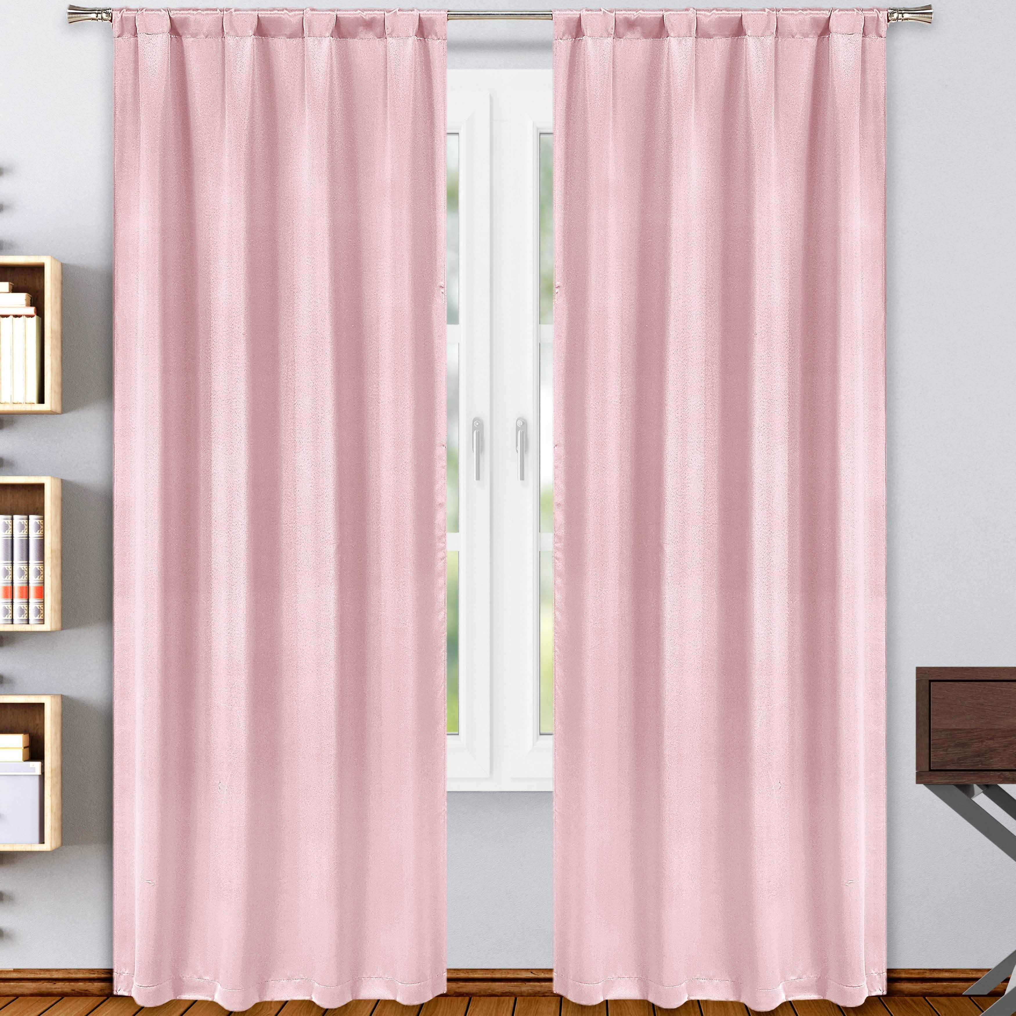 2-Pack: Solid Blackout Pole Top Window Curtain Panel Indoor Lighting & Decor Blush - DailySale