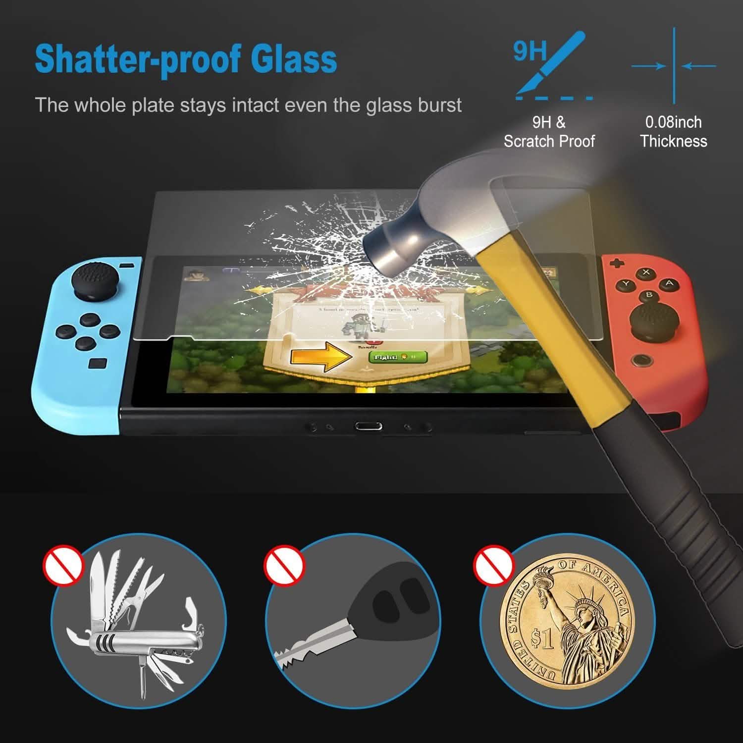 2-Pack: Tempered Glass Screen Protector for Nintendo Switch Video Games & Consoles - DailySale