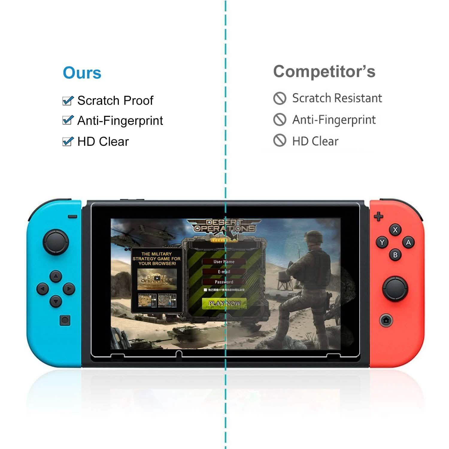 2-Pack: Tempered Glass Screen Protector for Nintendo Switch Video Games & Consoles - DailySale
