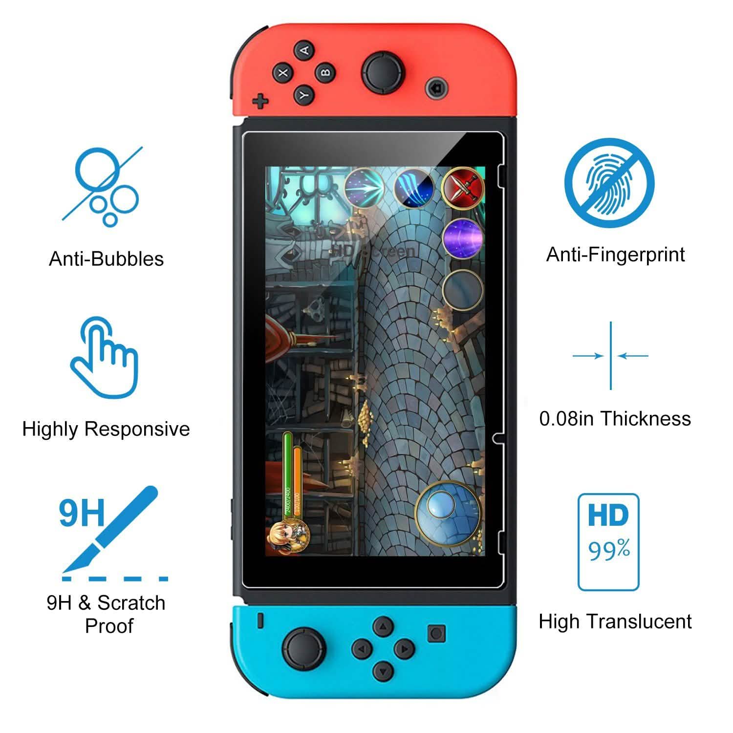 2-Pack: Tempered Glass Screen Protector for Nintendo Switch Video Games & Consoles - DailySale