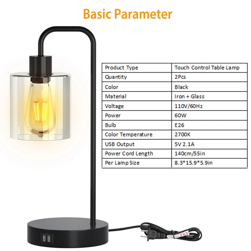 2-Pack: Touch Control Table Lamp Indoor Lighting - DailySale