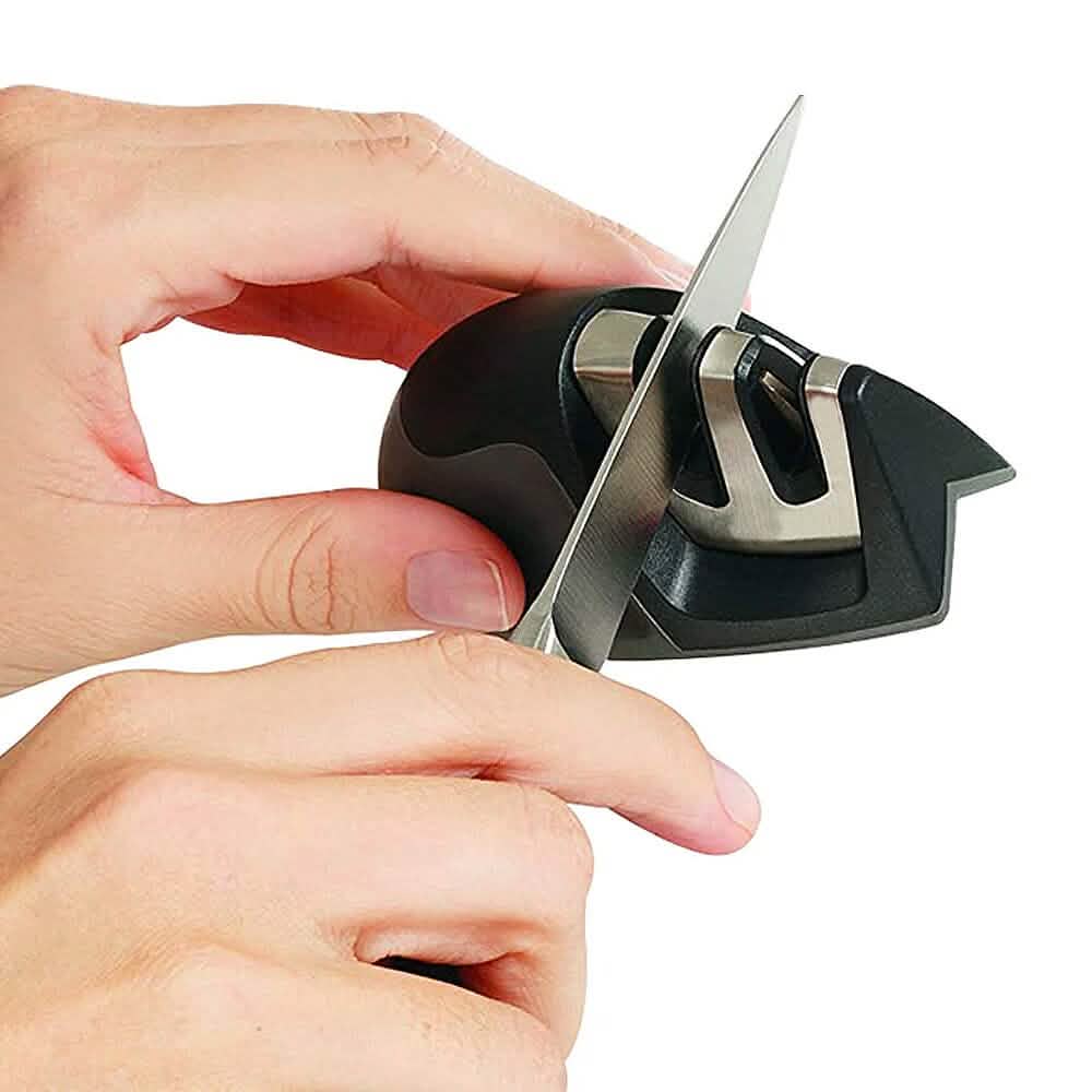 2-Pack: Ultra Sharp Knife Sharpener and Stainless Steel Vegetable and Meat Slicer Holder Kitchen Tools & Gadgets - DailySale