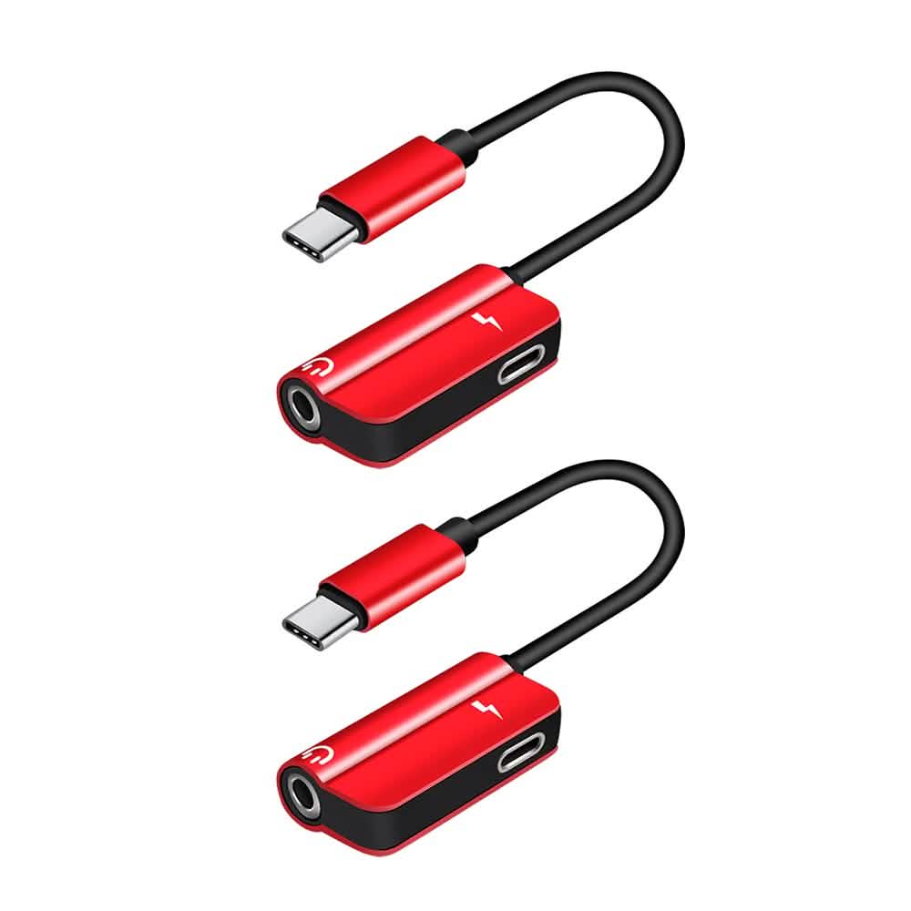 2-Pack: USB-C to 3.5mm Audio Plug Adapter Mobile Accessories Black - DailySale