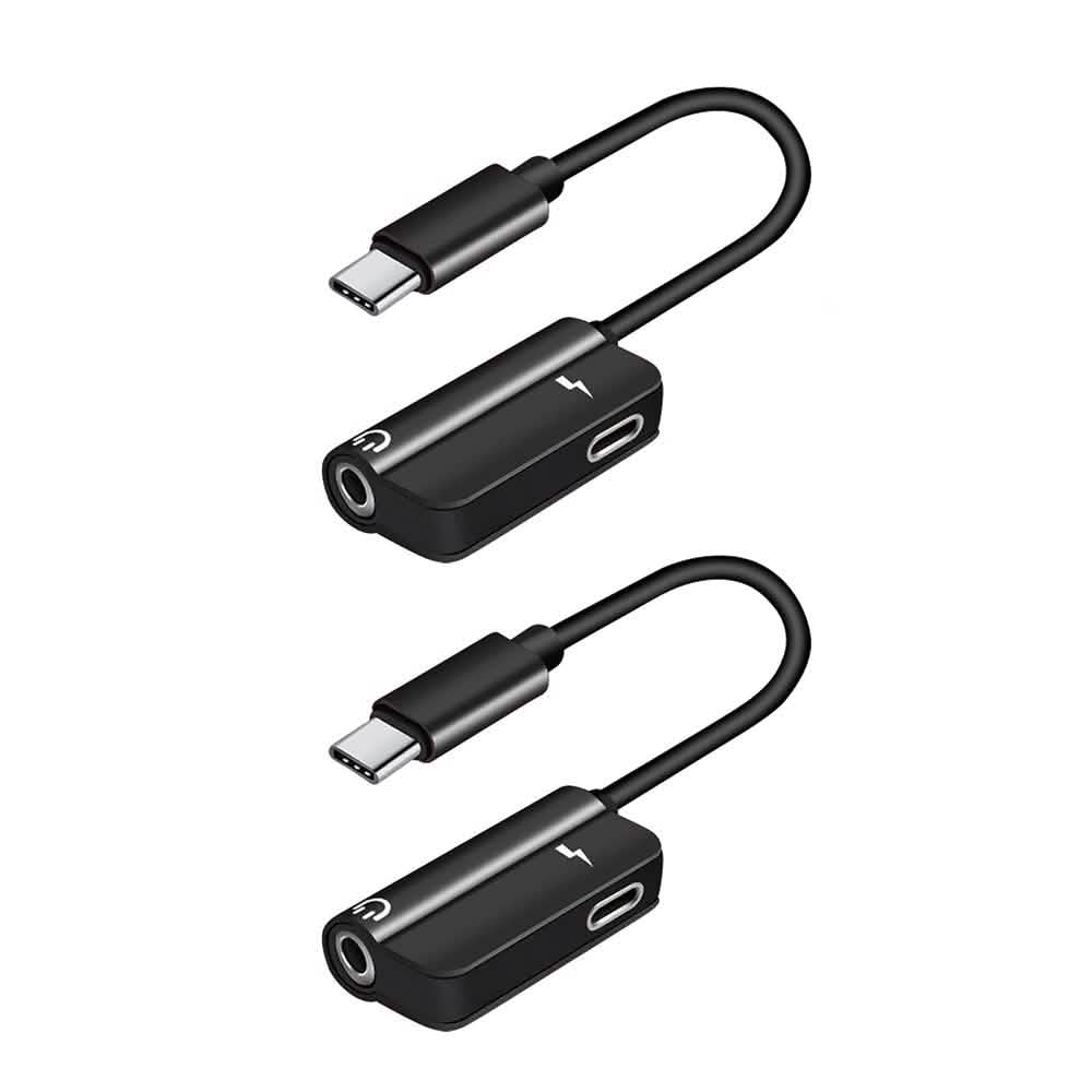 2-Pack: USB-C to 3.5mm Audio Plug Adapter Mobile Accessories Red - DailySale