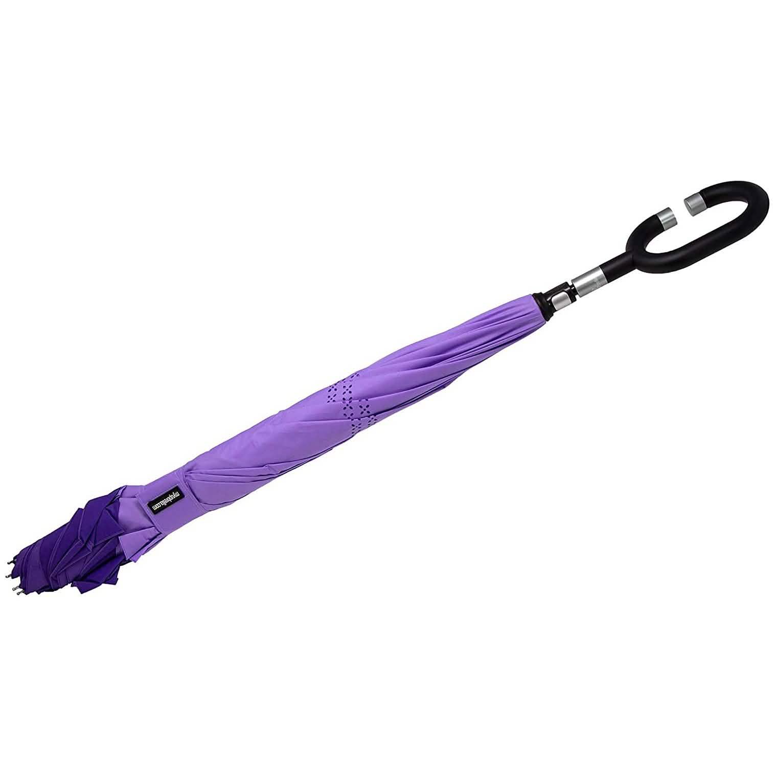 2-Pack: Waterproof and Windproof Reverse Umbrella with Automatic Close Everything Else Purple - DailySale