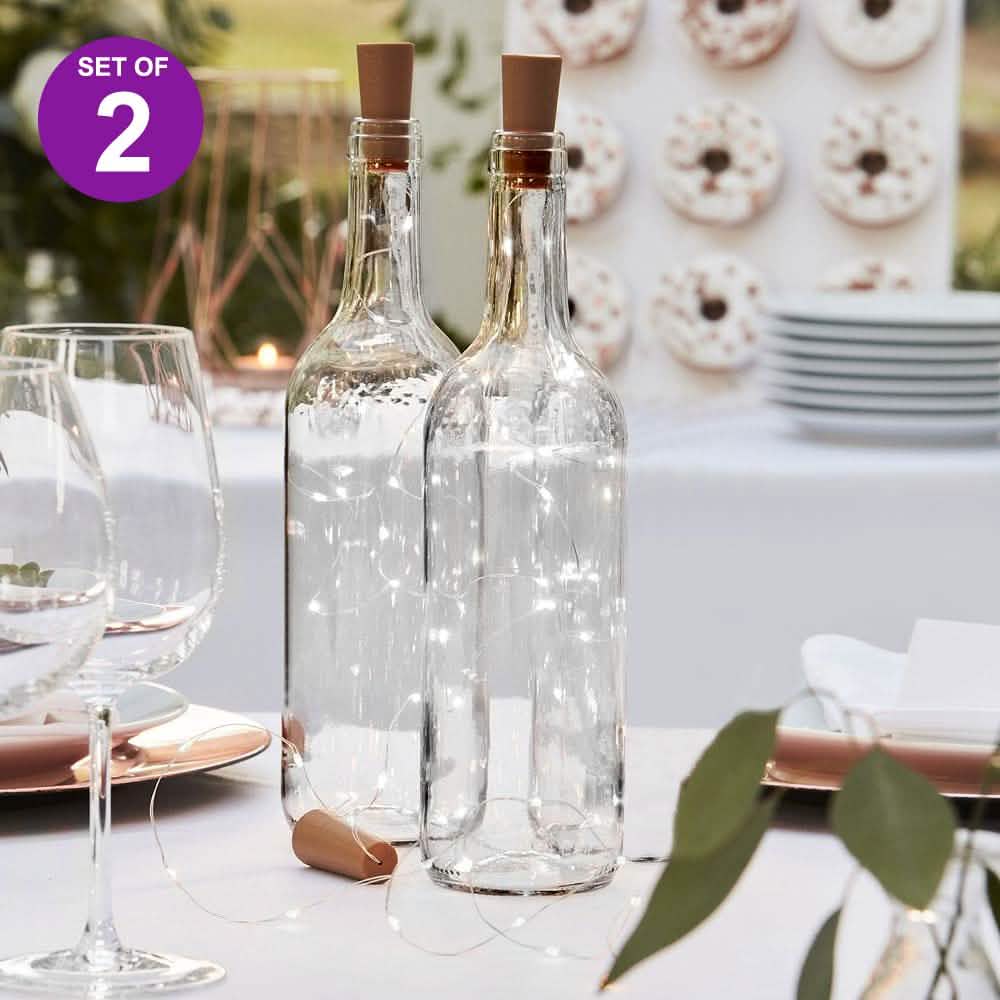2-Pack: White Fairy Wine Bottle Lights Indoor Lighting - DailySale