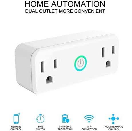2-Pack: WIFI Smart Plug 10A Dual Smart individually Outlet Household Batteries & Electrical - DailySale