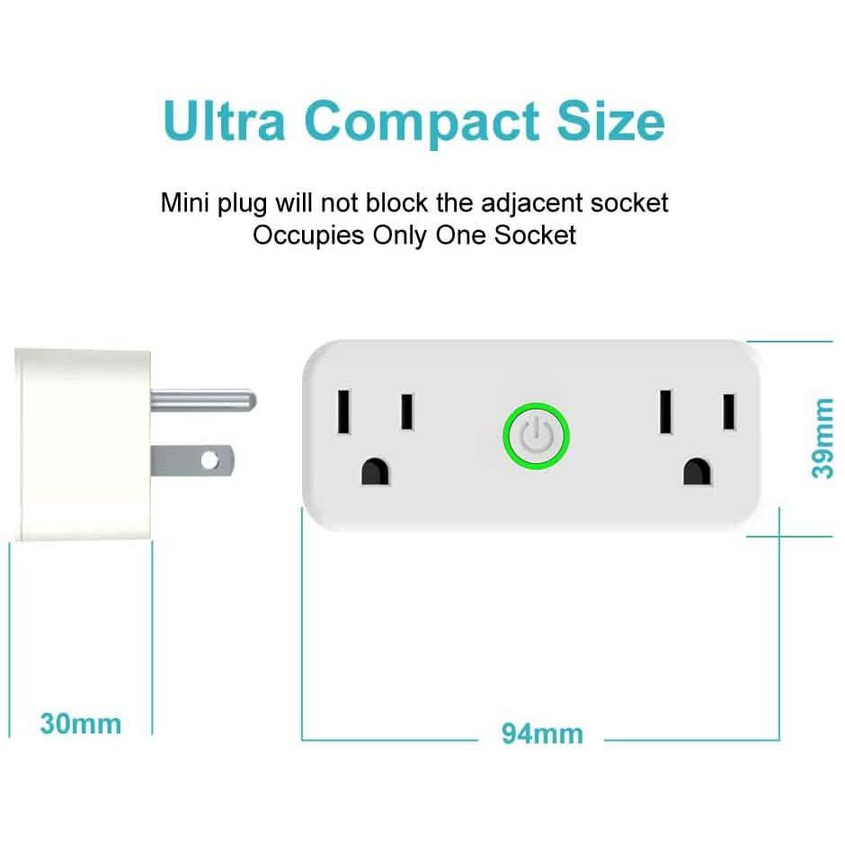 2-Pack: WIFI Smart Plug 10A Dual Smart individually Outlet Household Batteries & Electrical - DailySale