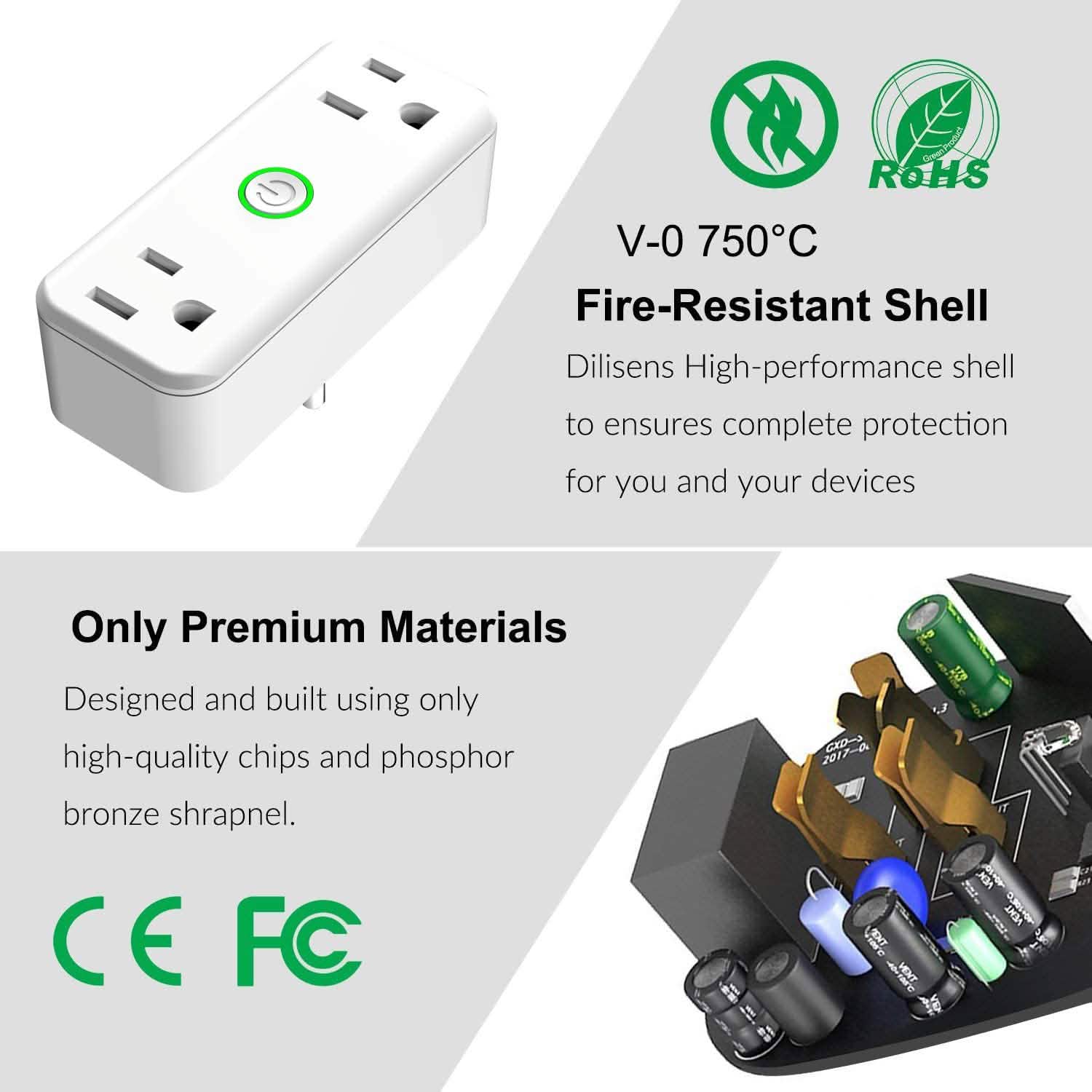 2-Pack: WIFI Smart Plug 10A Dual Smart individually Outlet Household Batteries & Electrical - DailySale