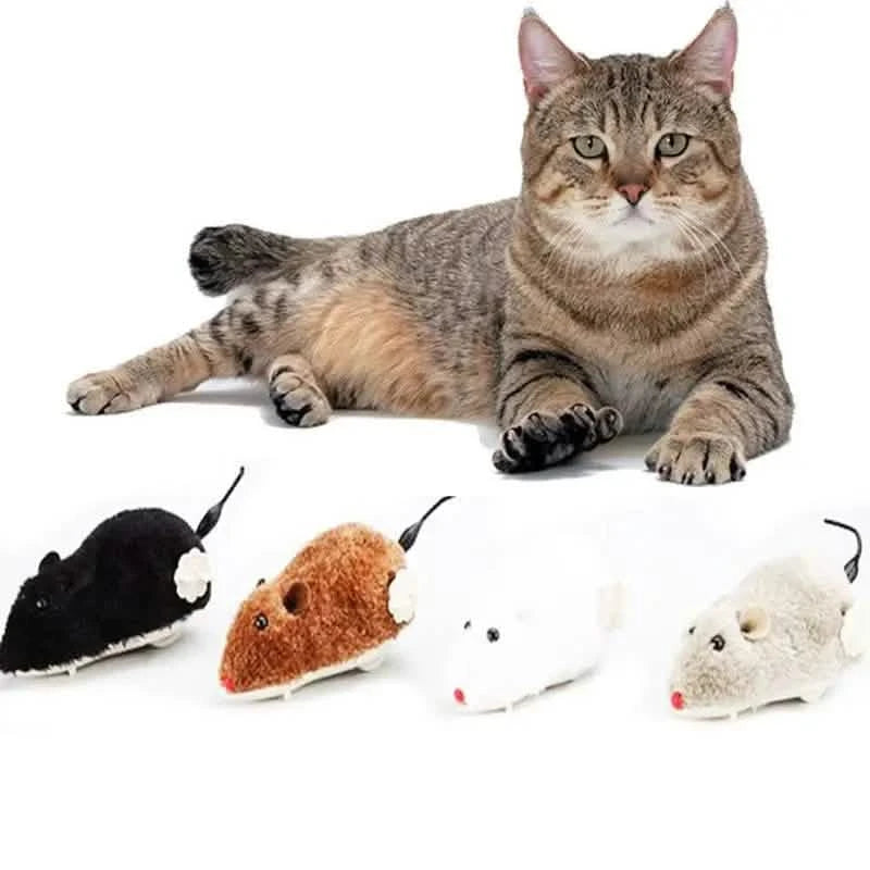 2-Pack: Wind Up Interactive Plush Mouse Toy Pet Supplies - DailySale