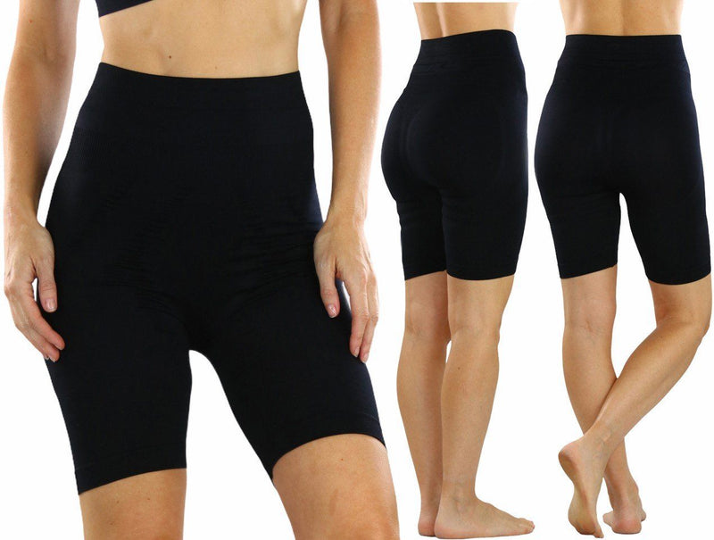 2-Pack: Women's Black Beige Control Shaping Long Shorts Women's Lingerie - DailySale