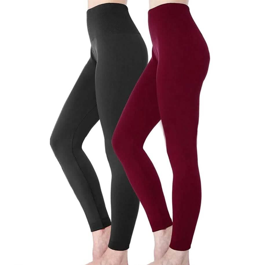 2-Pack: Women’s Fleece Lined High Waist Leggings Women's Bottoms Assorted - DailySale