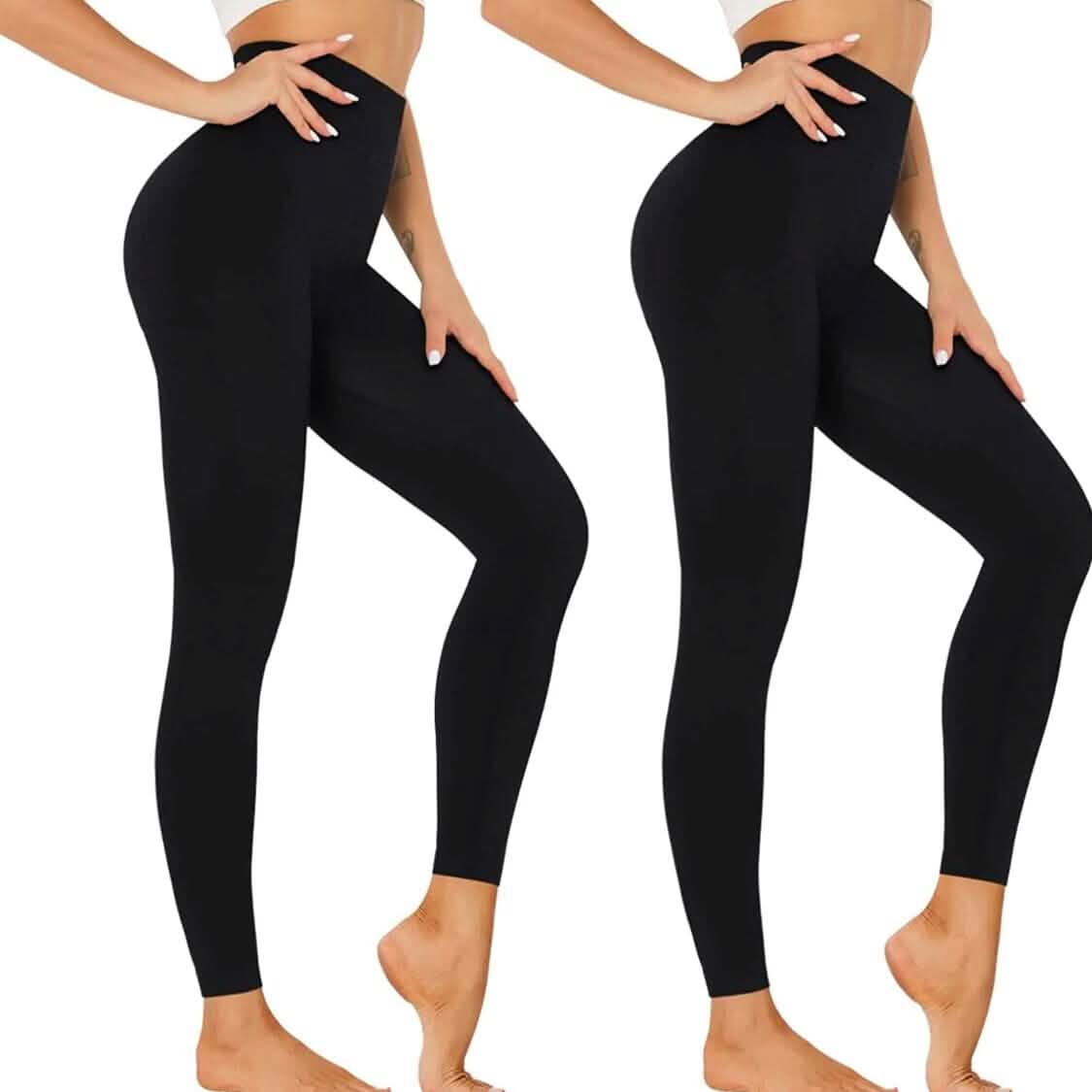2-Pack: Women’s Fleece Lined High Waist Leggings Women's Bottoms Black - DailySale