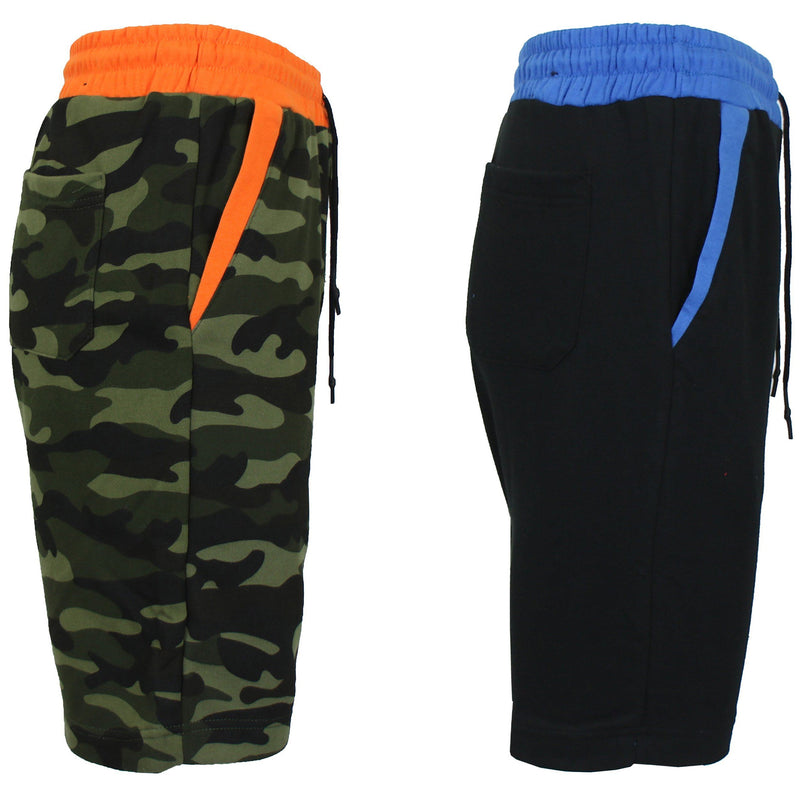 2-Pack: Women's French Terry Jogger Sweat Lounge Shorts Women's Clothing Camo & Black/Royal S - DailySale
