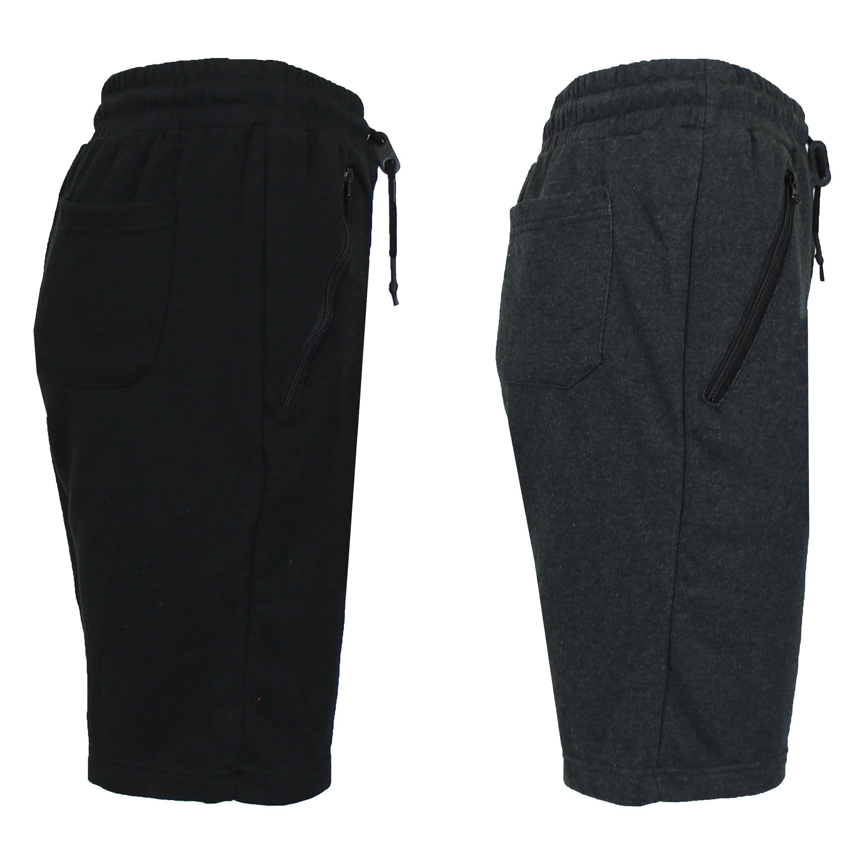 2-Pack: Women's French Terry Zipper Pockets Jogger Sweat Lounge Shorts Women's Clothing Black/Heather Black S - DailySale