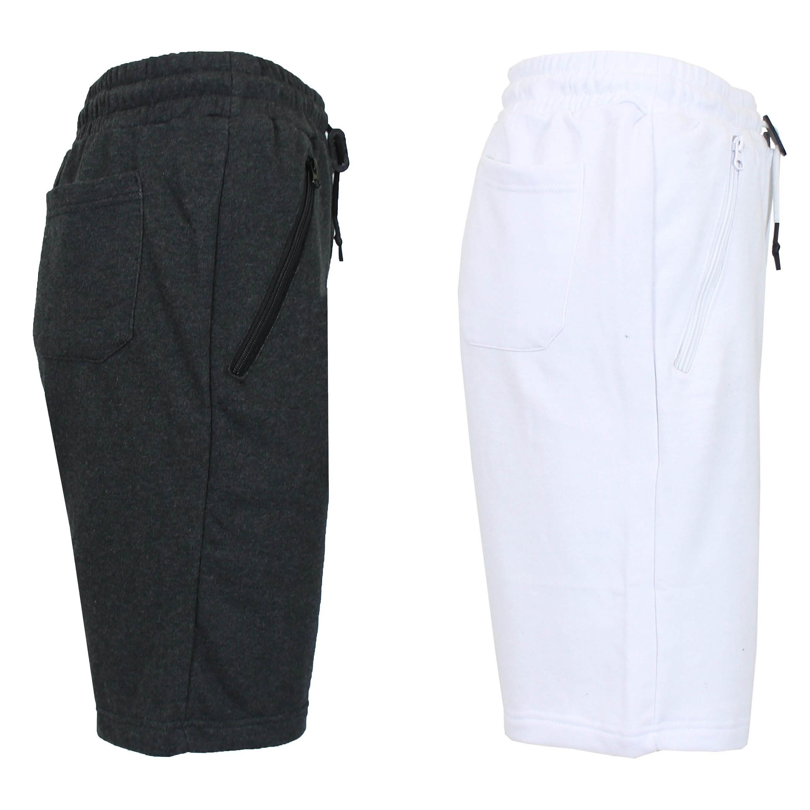 2-Pack: Women's French Terry Zipper Pockets Jogger Sweat Lounge Shorts Women's Clothing Heather Black/White S - DailySale