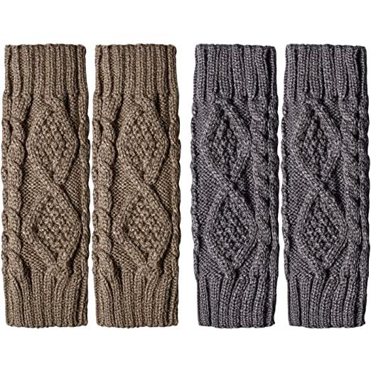 2-Pairs: Women's Winter Warm Knit Fingerless Gloves