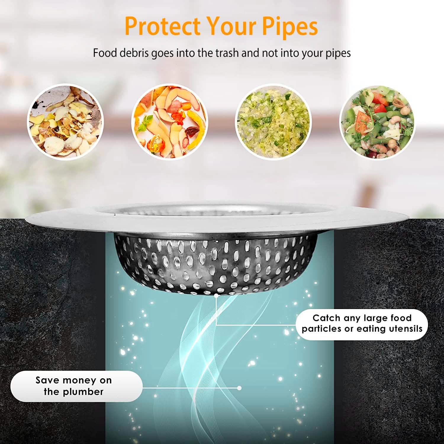 2-Piece: 4.53-Inch Kitchen Sink Strainer Kitchen Tools & Gadgets - DailySale