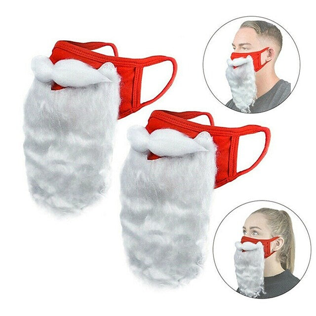 2-Piece: Adult Funny Cosplay Santa Claus Mask Face Holiday Decor & Apparel - DailySale