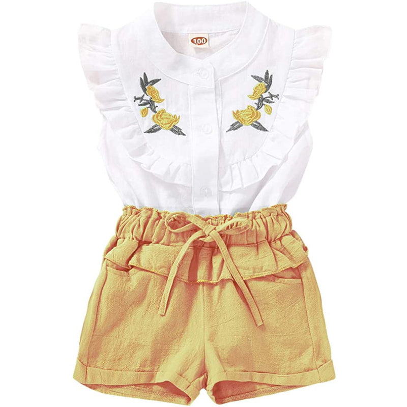 2-Piece: Baby Girls Outfits Clothes T-Shirt Vest Tops + Shorts Pants