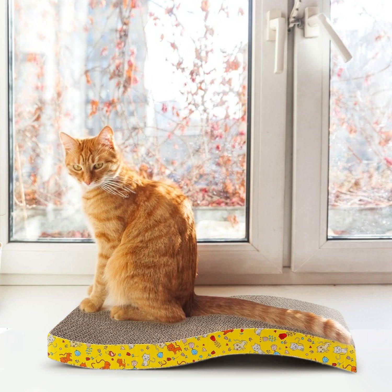 2-Piece: Cardboard S-shaped Curve Cat Scratching Pad Pet Supplies - DailySale