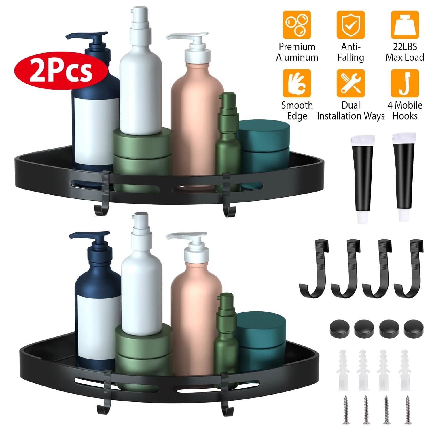 2-Piece: Corner Shower Caddy Shelf Bath - DailySale