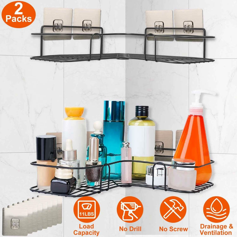 2-Piece: Corner Shower Caddy Shelves Bath - DailySale