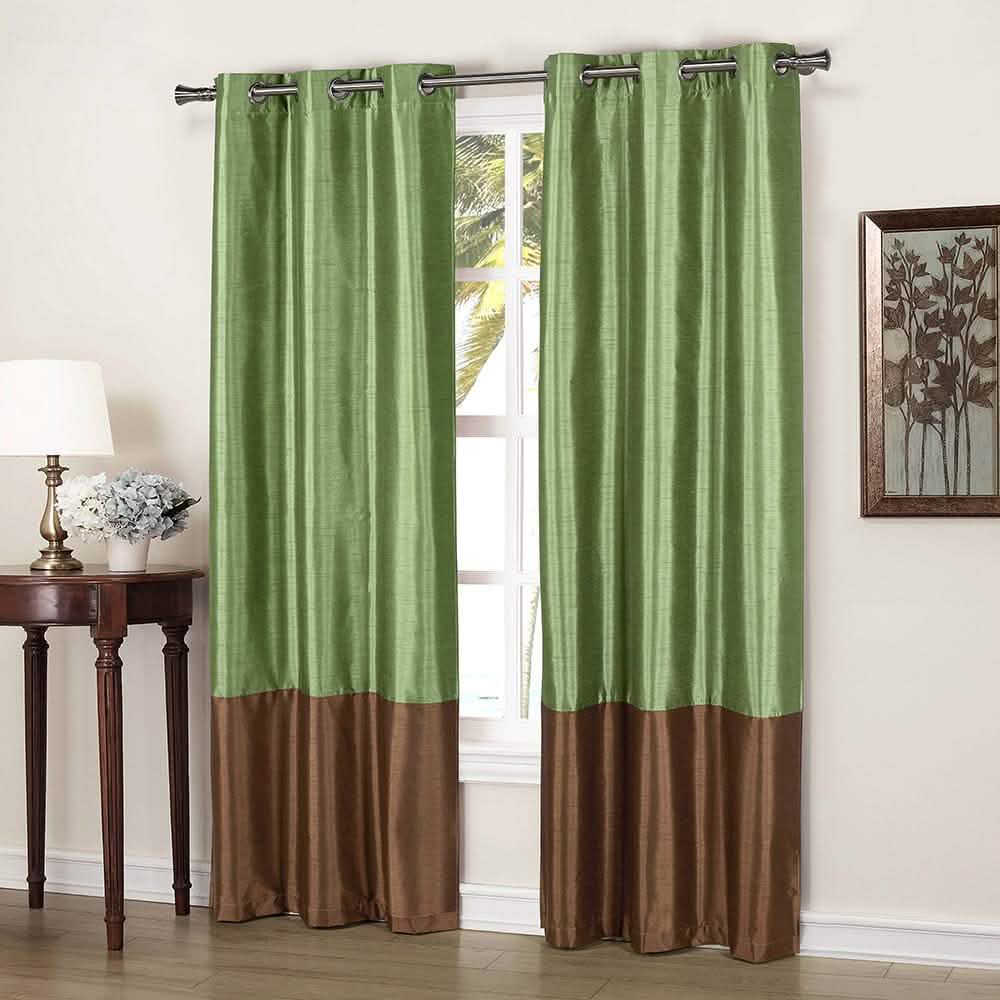 2-Piece: Faux Silk Thermal Two Toned Blackout Grommet Window Curtain Panels Set Furniture & Decor Sage - DailySale