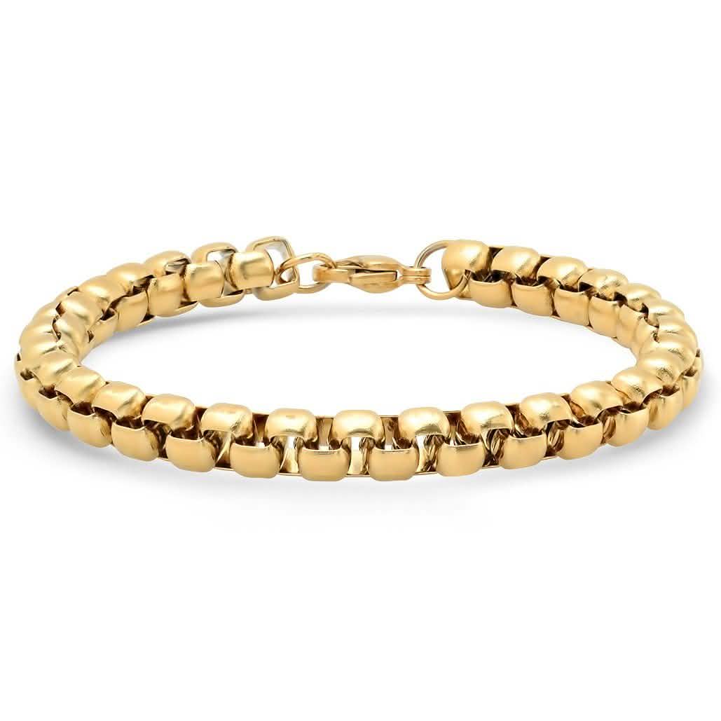 2-Piece: Green Agate Beaded and 18k Gold Plated Box Link Bracelet Set Bracelets - DailySale