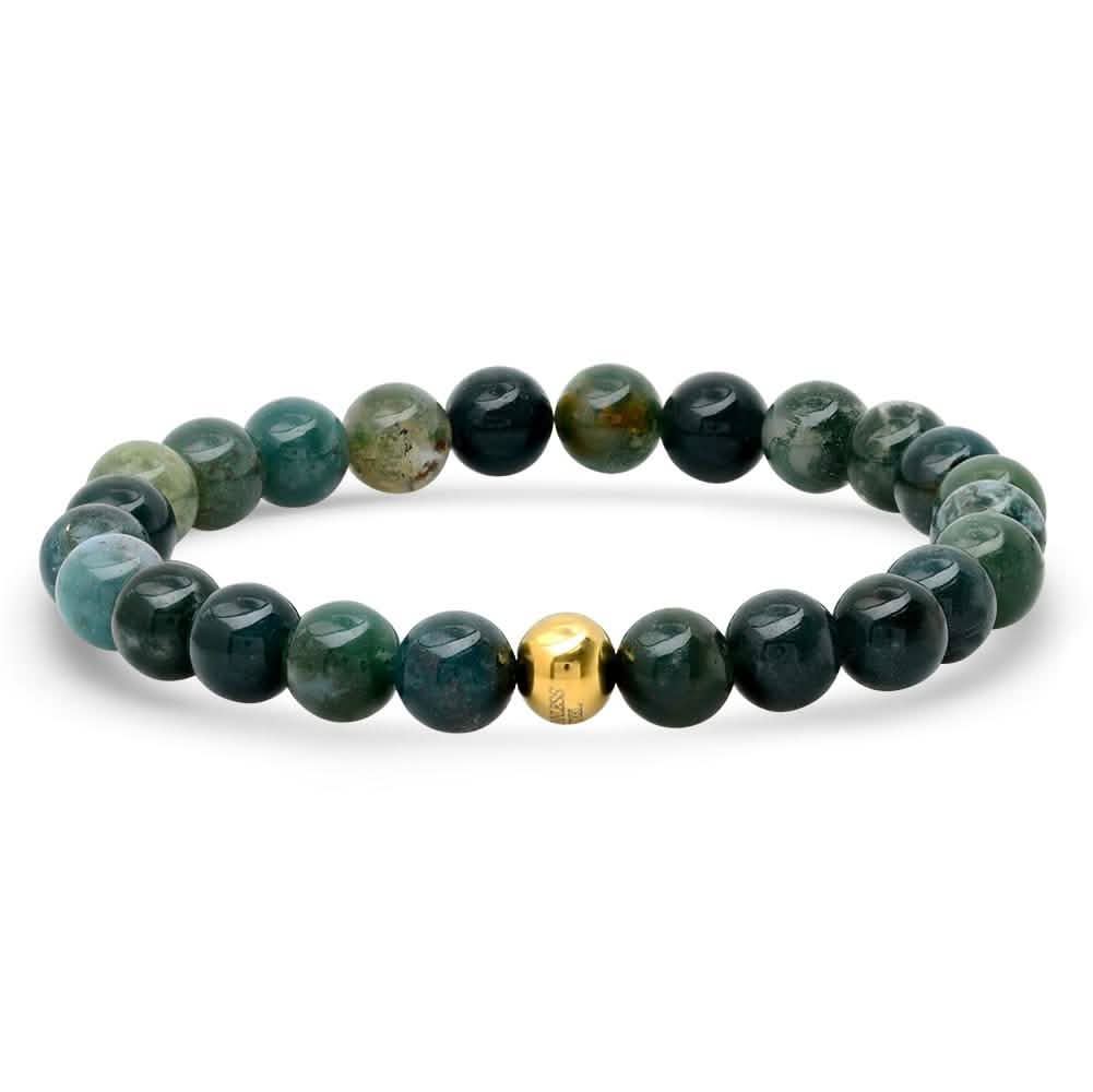 2-Piece: Green Agate Beaded and 18k Gold Plated Box Link Bracelet Set Bracelets - DailySale