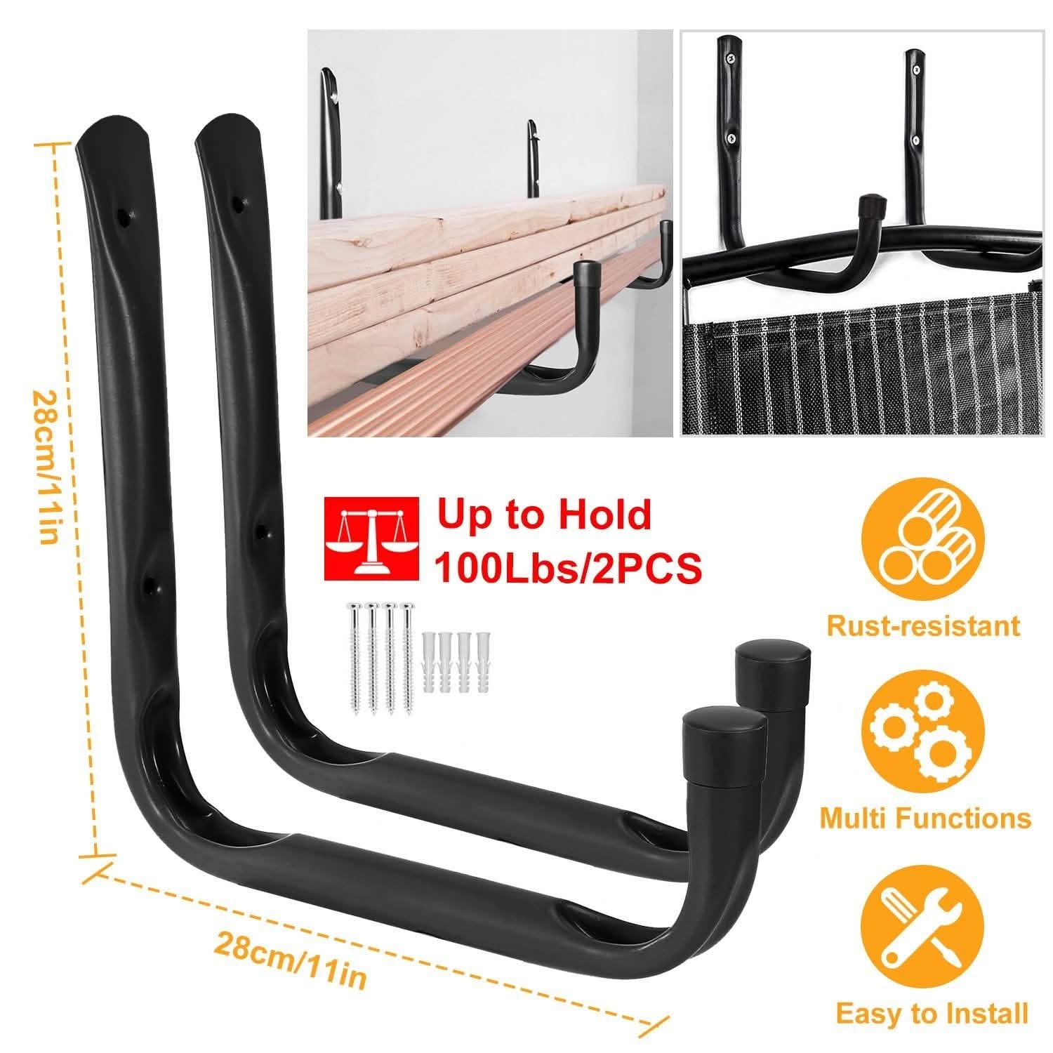 2-Piece: Heavy Duty Garage Storage Hooks Hanger Closet & Storage - DailySale
