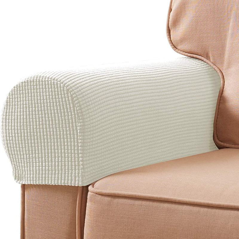 2-Piece: Jacquard Sofa Armrest Slipcover Furniture & Decor Off-White - DailySale