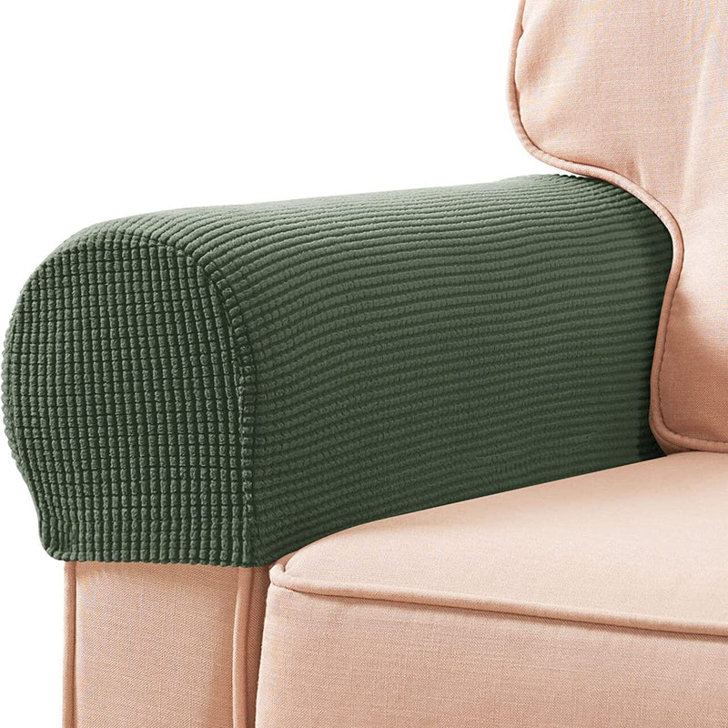2-Piece: Jacquard Sofa Armrest Slipcover Furniture & Decor Olive Drab - DailySale