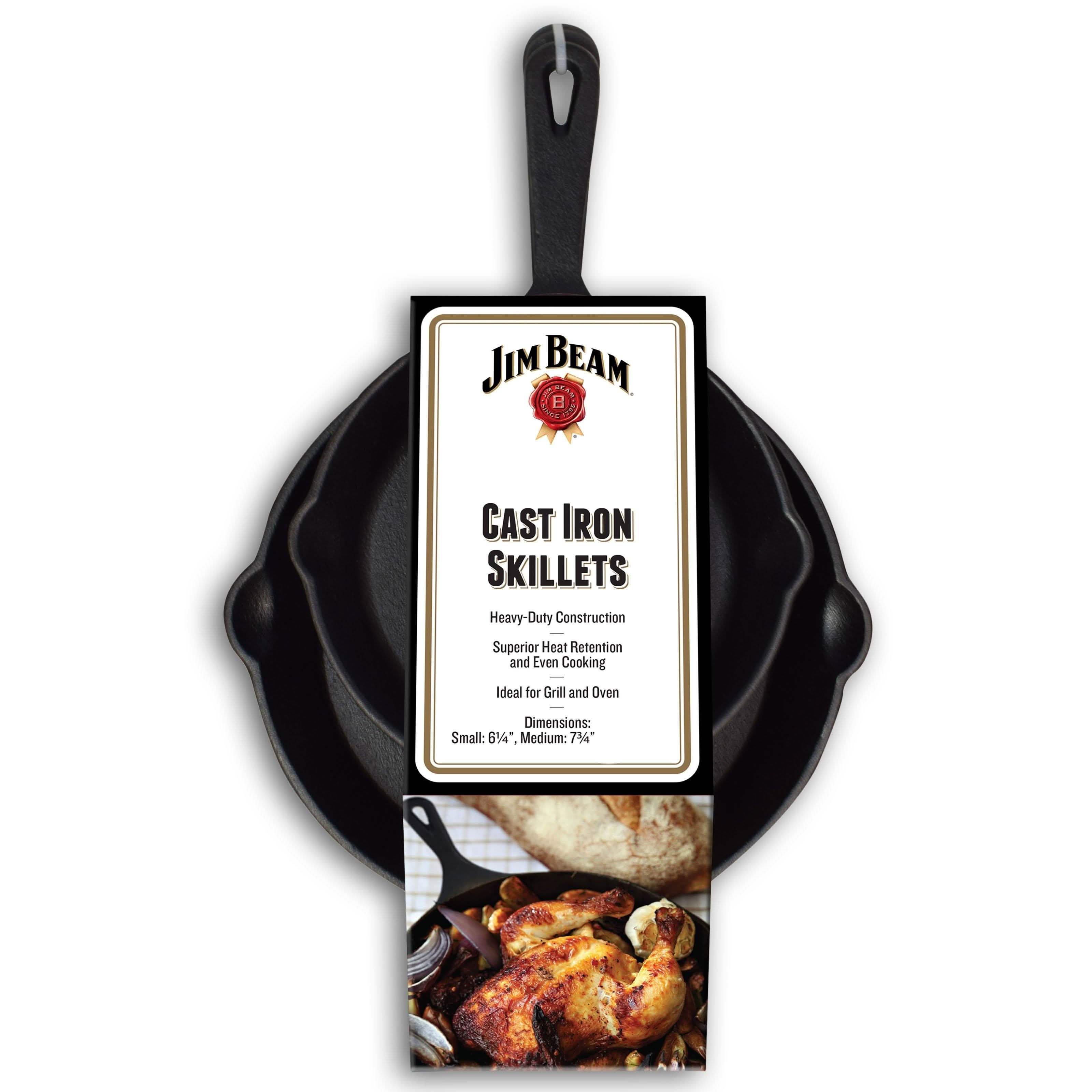 2-Piece: Jim Beam Cast Iron Skillets Kitchen Essentials - DailySale