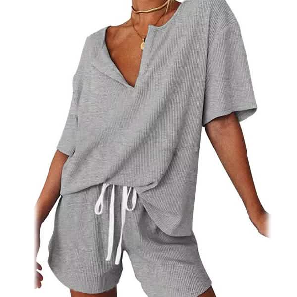 2-Piece: Leo Rosi Women's Khloe Lounge Set Women's Loungewear Light Gray S - DailySale