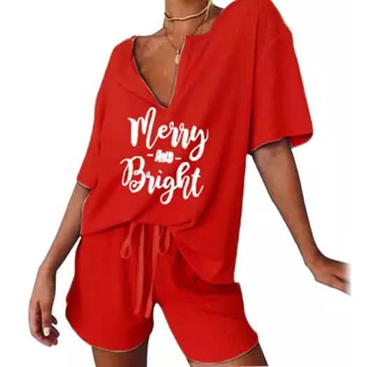 2-Piece: Leo Rosi Women's Khloe Lounge Set Women's Loungewear Red S - DailySale