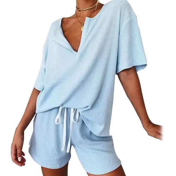 2-Piece: Leo Rosi Women's Khloe Lounge Set Women's Loungewear Sky Blue S - DailySale
