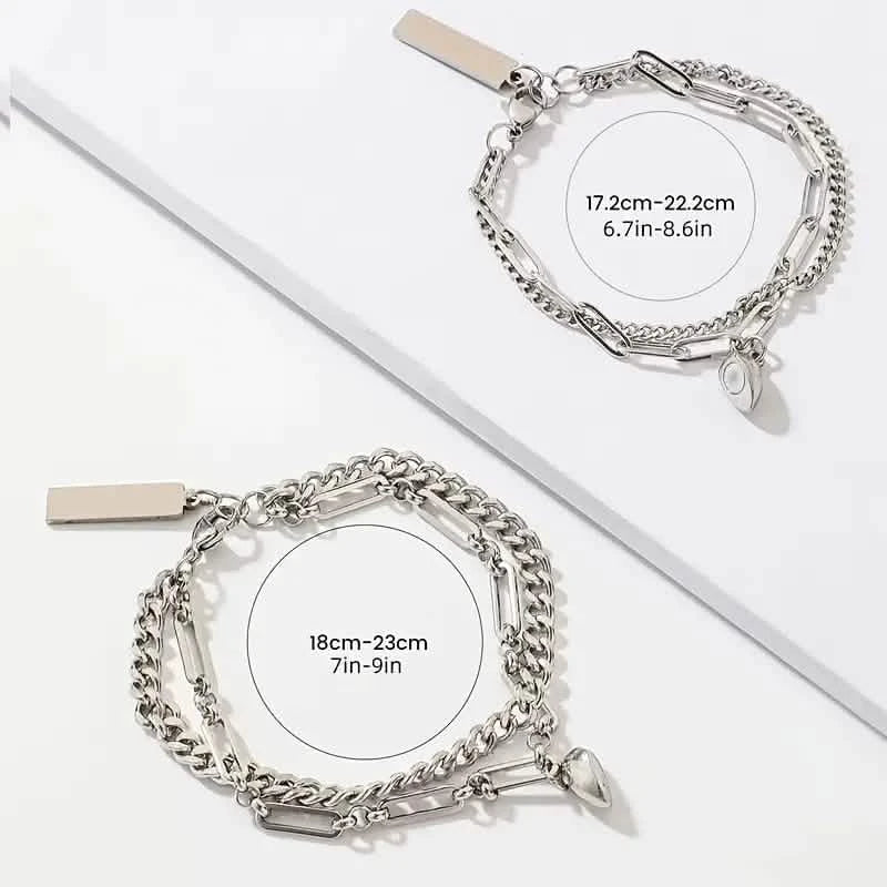 2-Piece: Lovers' Titanium Steel Love Magnet Bracelet Bracelets - DailySale