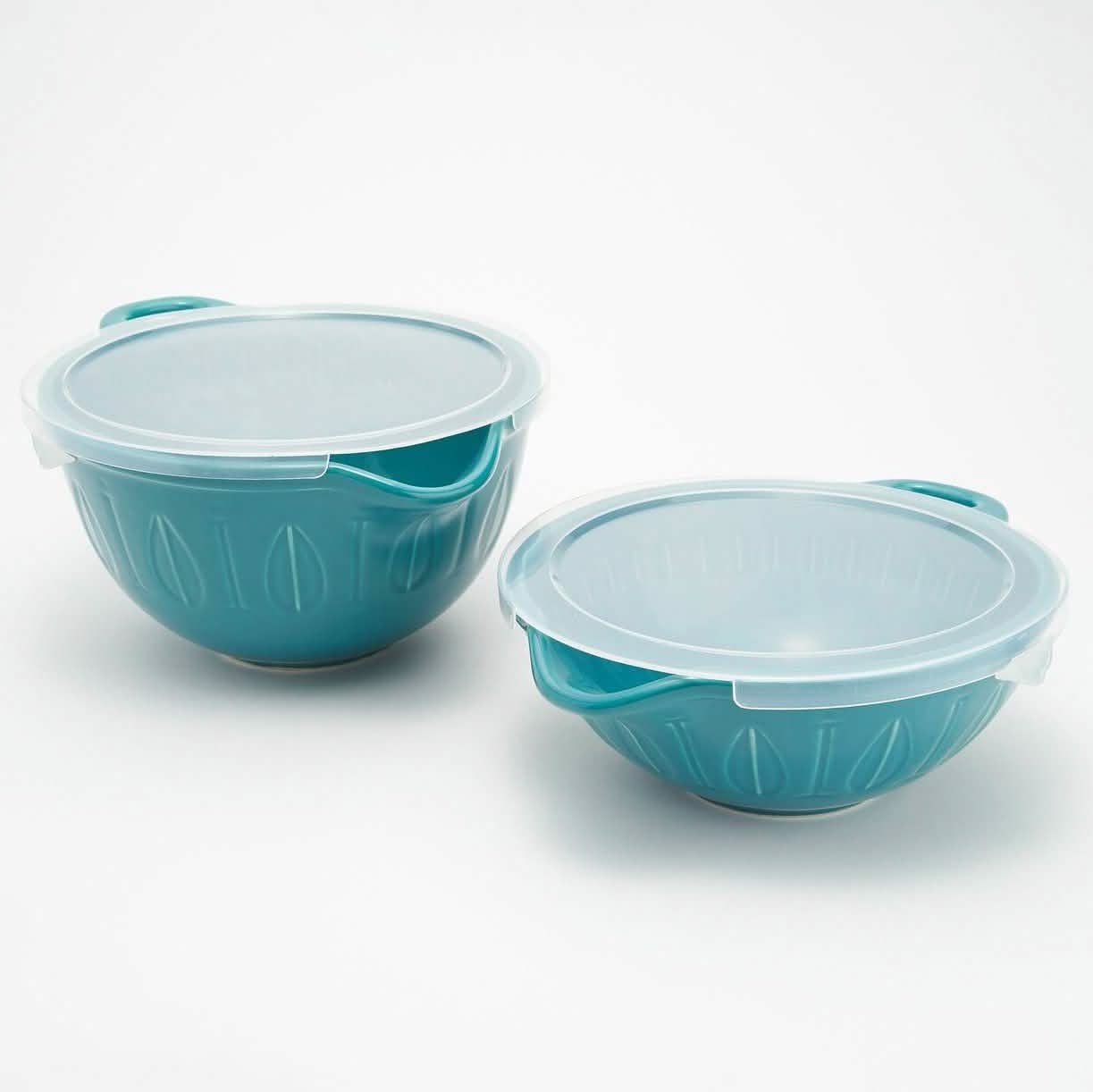 2-Piece: Mad Hungry Lip'n'Loop Mixing Bowl with Lids Kitchen & Dining Turquoise - DailySale