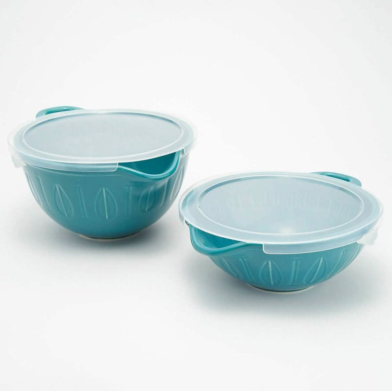 2-Piece: Mad Hungry Lip'n'Loop Mixing Bowl with Lids Kitchen & Dining Turquoise - DailySale